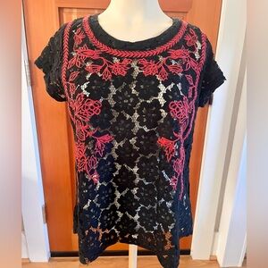 Sabine Elegant Black Lace Blouse